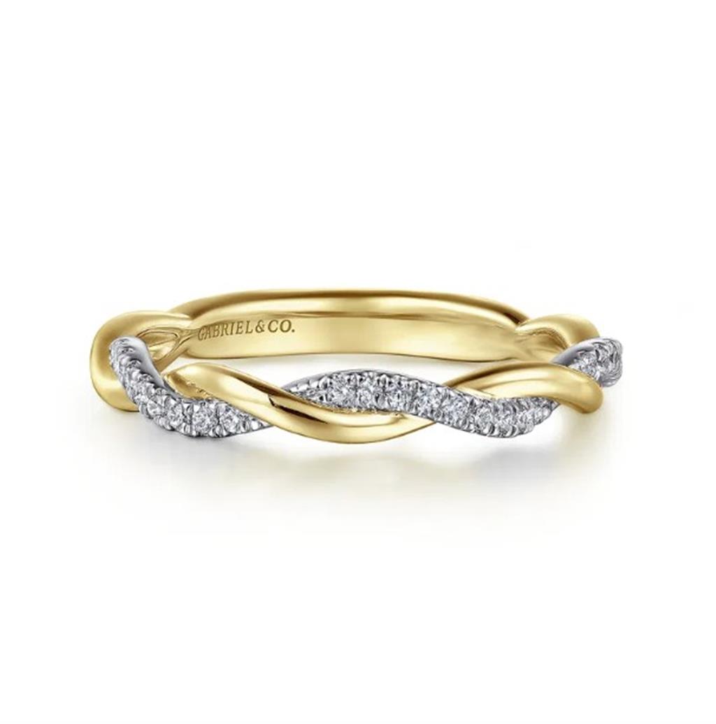 Two-Tone Diamond Twist Wedding Band Designed By Gabriel and Co.