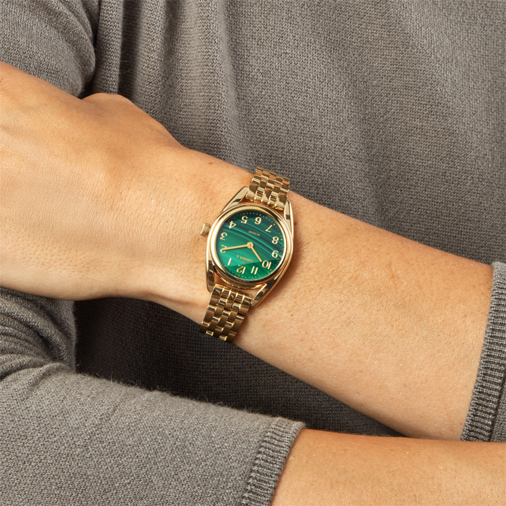 Shinola S0120307528 Derby 30.5mm Yellow Stainless Steel Malachite Dial Bracelet Watch