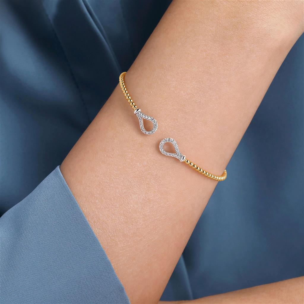 14Kt Two-Tone Gold Bujukan Teardrop Diamond Bangle Bracelet
