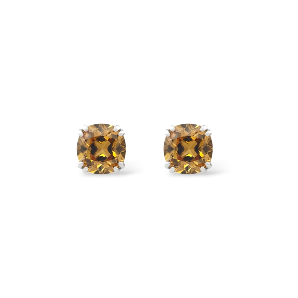 14KT White Gold Citrine Stud Earrings