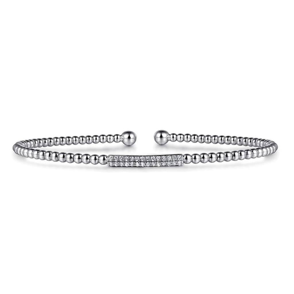 14kt White Gold Diamond Bar Bujukan Bead Bangle