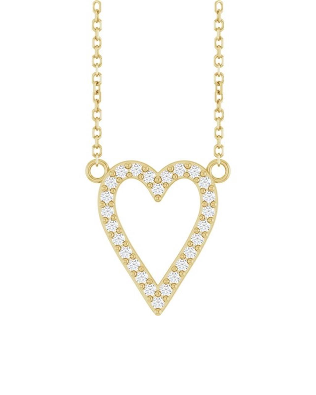 14kt Yellow Gold Diamond Heart Necklace ā 0.16cts