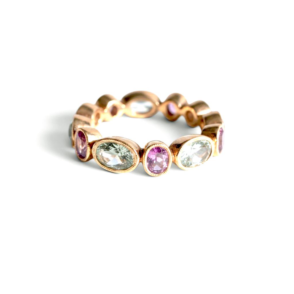 18K Rose Gold Pink & White Sapphire Eternity Ring