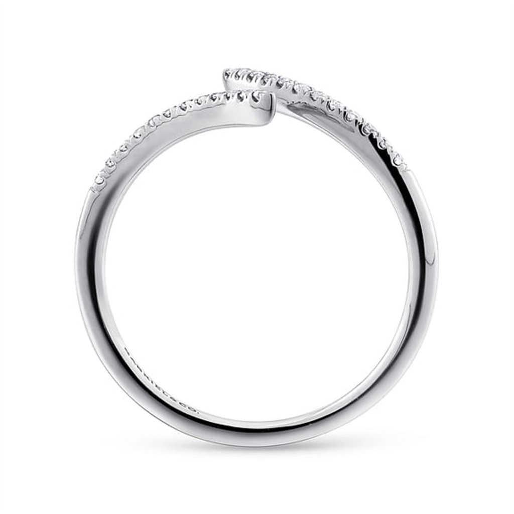14 Kt White Gold Bypass Diamond Ring