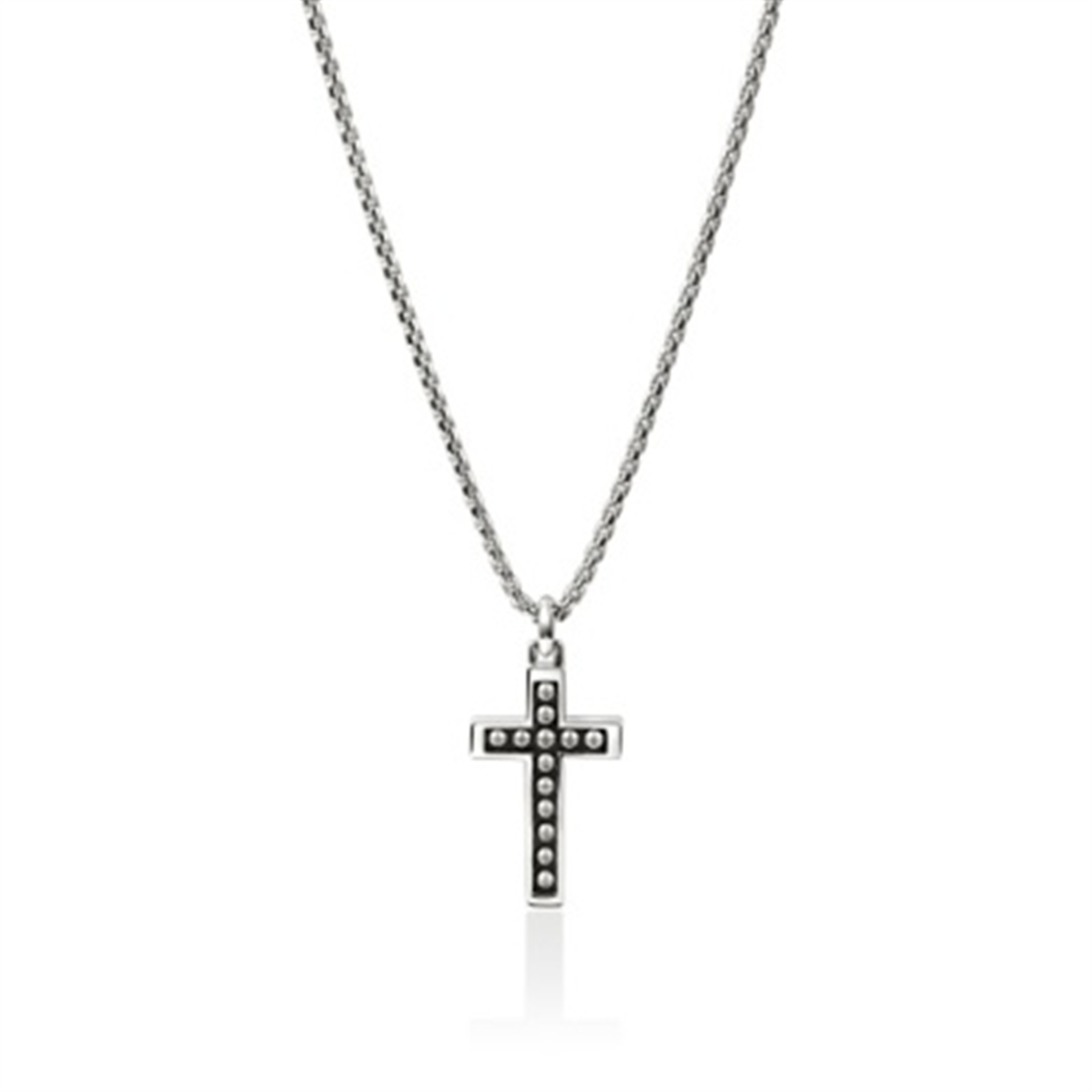 Sterling Silver Nailhead Cross Pendant Necklace – 22"