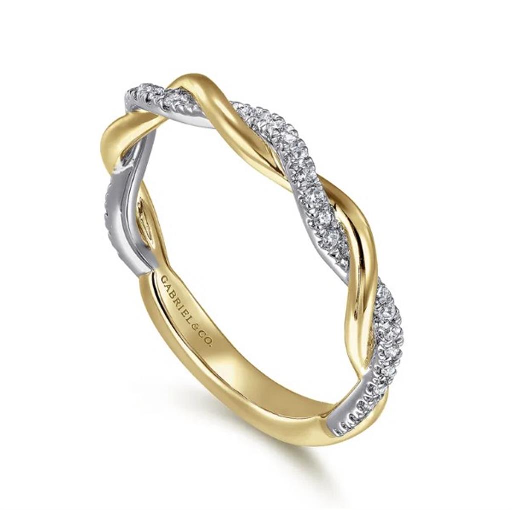 Two-Tone Diamond Twist Wedding Band Designed By Gabriel and Co.
