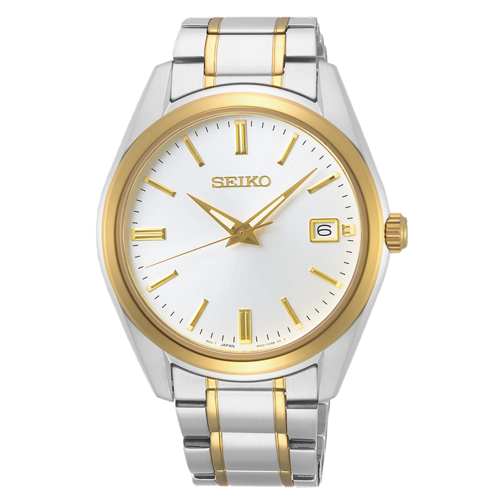 Seiko Essentials Two-Tone Stainless Steel White Dial Watch – Ref. SUR312