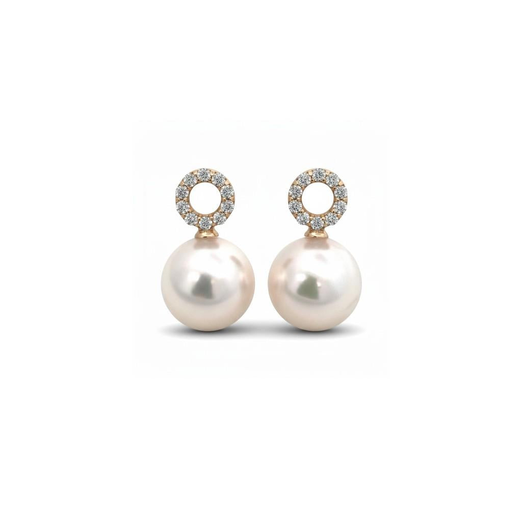 14K Yellow Gold Pearl & Diamond Drop Earring Jackets | 0.14ct