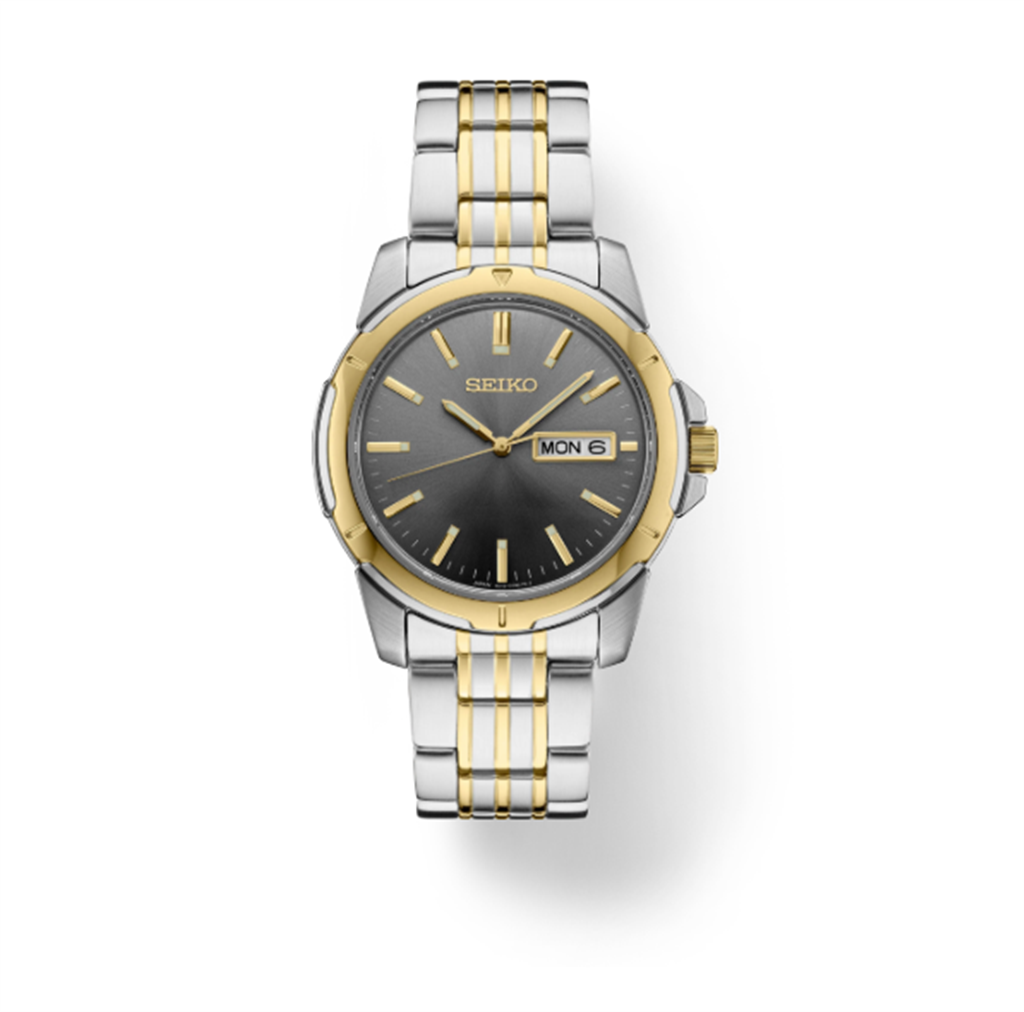 Seiko Essentials Two-Tone Stainless Steel Gray Dial Day-Date Watch