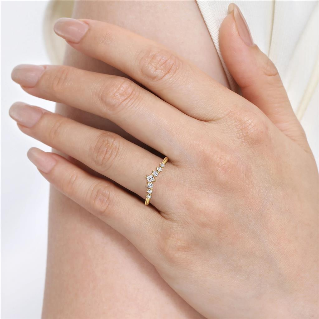 14K Yellow Gold Curved Diamond Anniversary Band