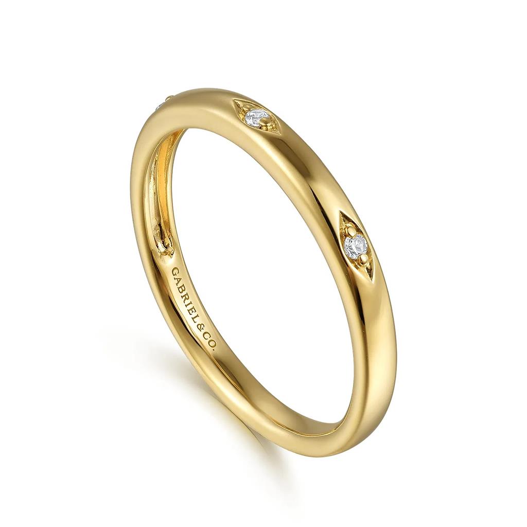14K Yellow Gold Diamond Station Ring