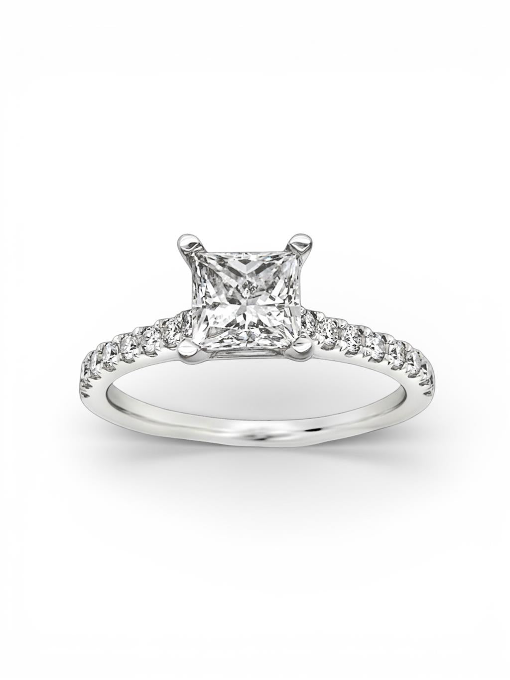 18Kt White Gold Princess Cut Engagement Ring