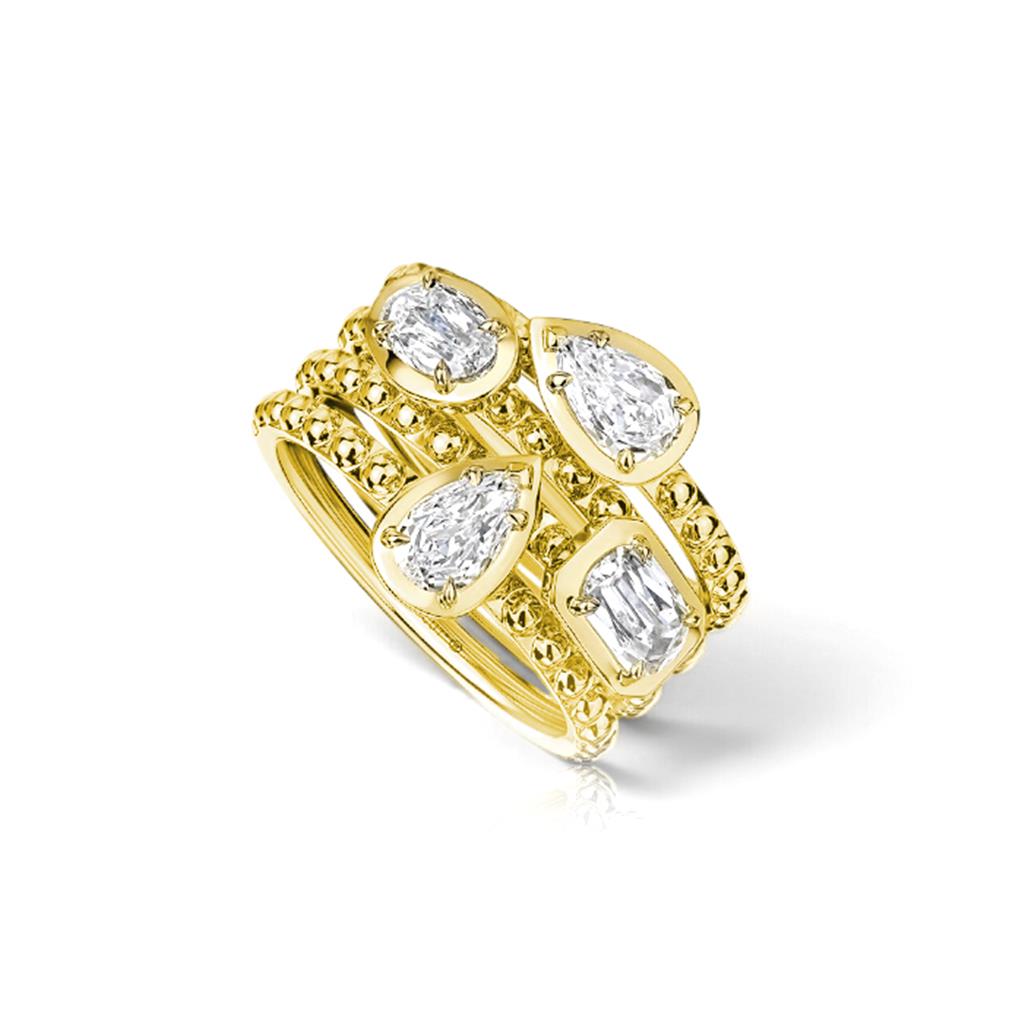 18kt Yellow Gold Love Luxe L’Amour Crisscut® Multi-Shape Diamond 4-Row Stacked Ring