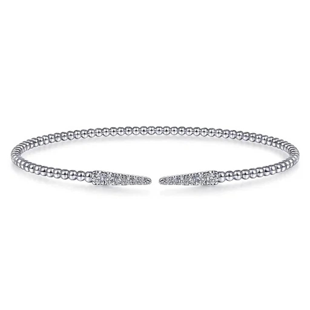 14KT White Gold Bujukan Diamond Spikes Split Bangle