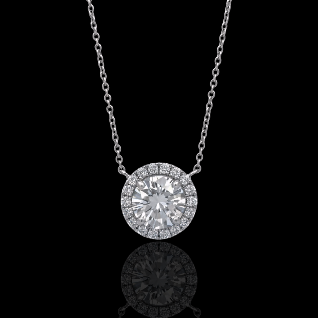 Eternity Round Diamond Halo Necklace
