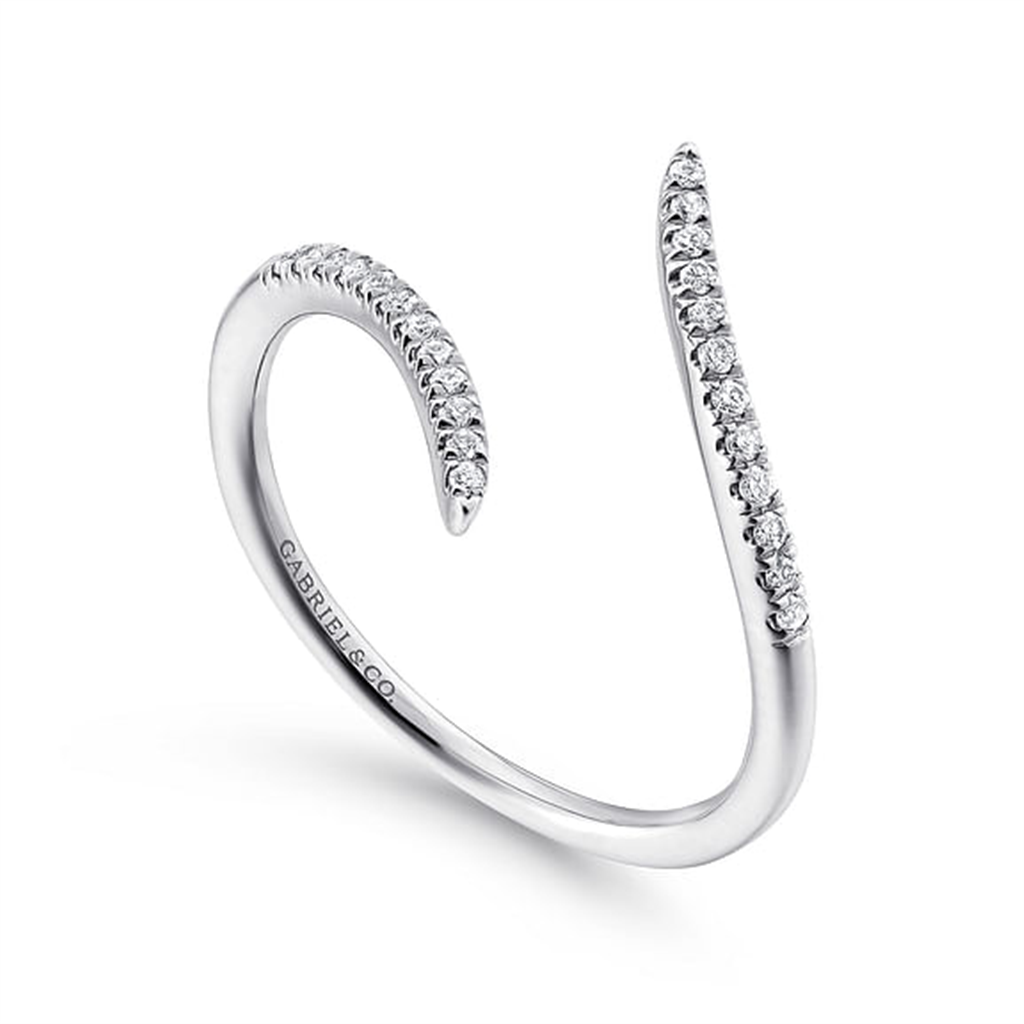 14 Kt White Gold Bypass Diamond Ring