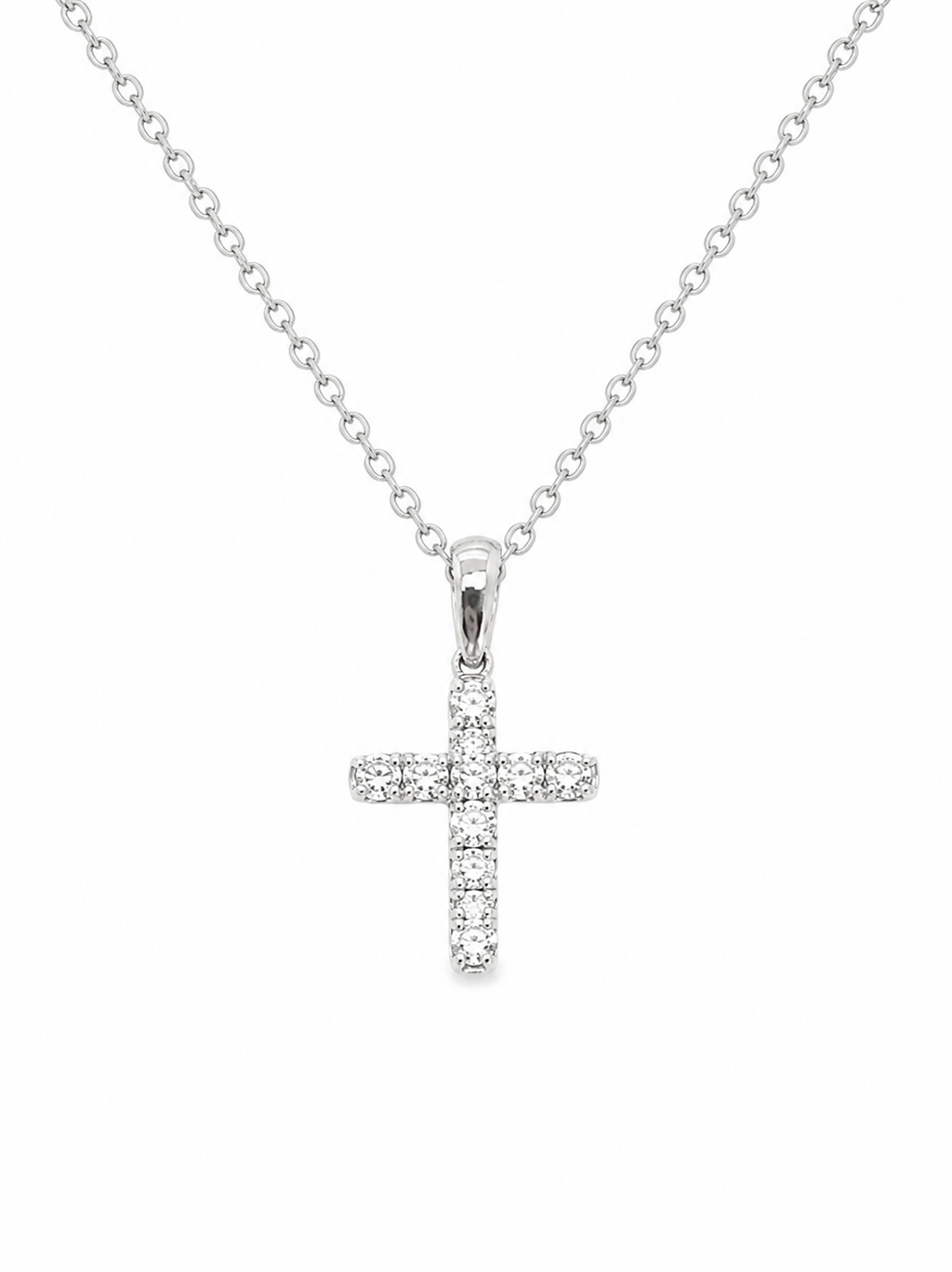 18K White Gold Diamond Cross Pendant | 0.11ct