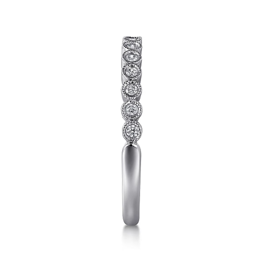 14K White Gold Round Bezel Set Diamond Band