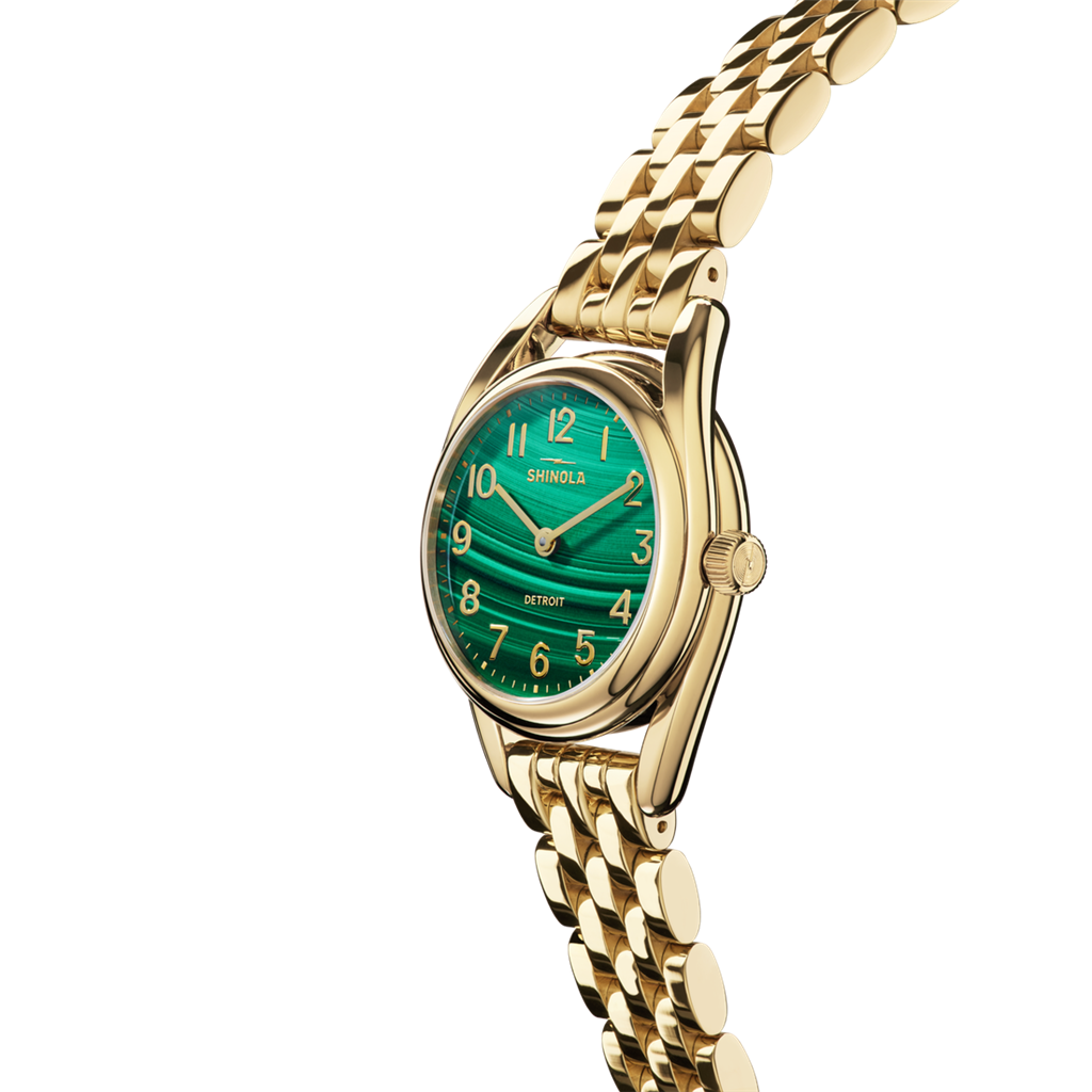 Shinola S0120307528 Derby 30.5mm Yellow Stainless Steel Malachite Dial Bracelet Watch