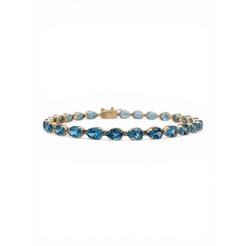 14kt Yellow Gold Blue Topaz Pear-Shaped Bracelet