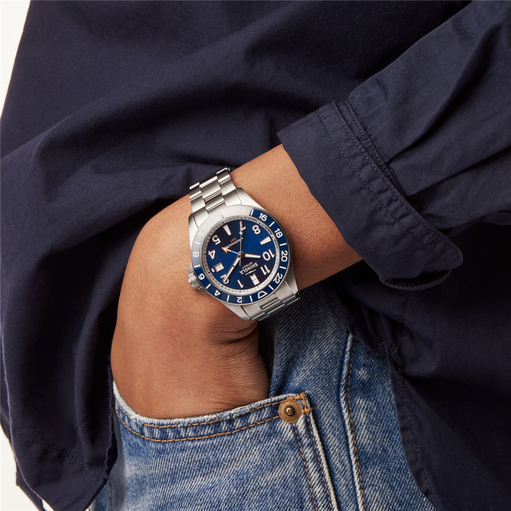Shinola S0120247286 Monster GMT 40mm Stainless Steel Navy Arabic Dial Watch