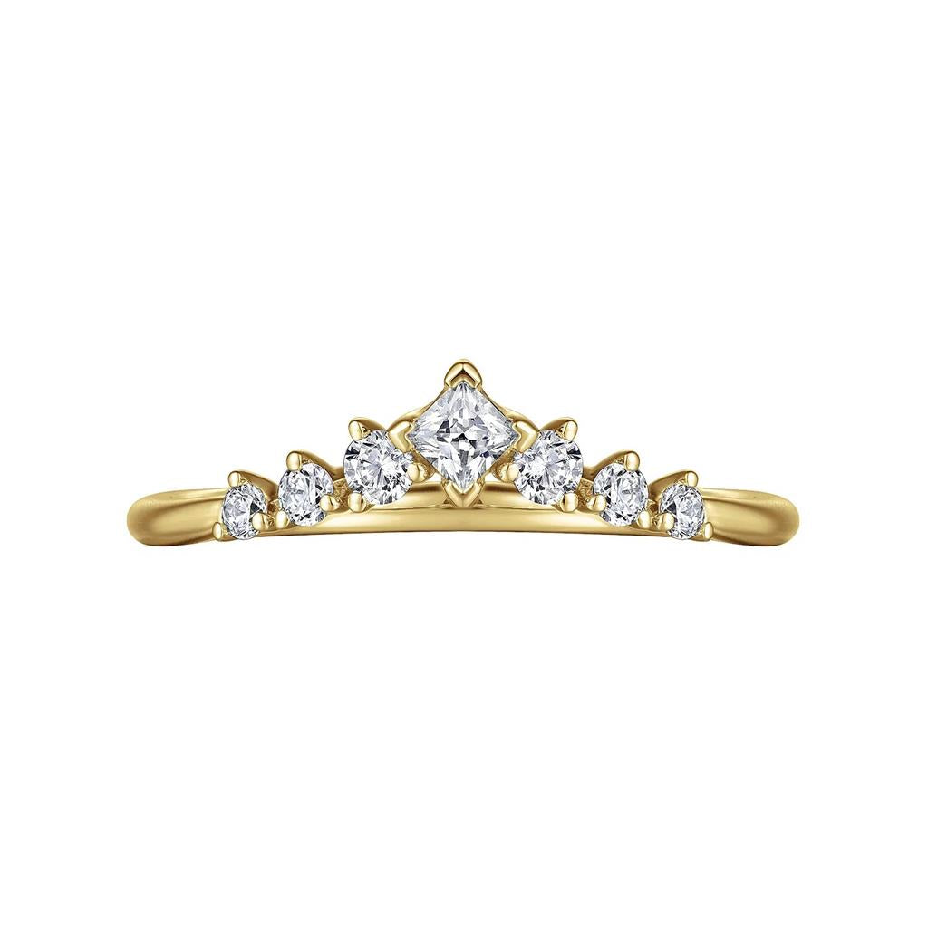 14K Yellow Gold Curved Diamond Anniversary Band