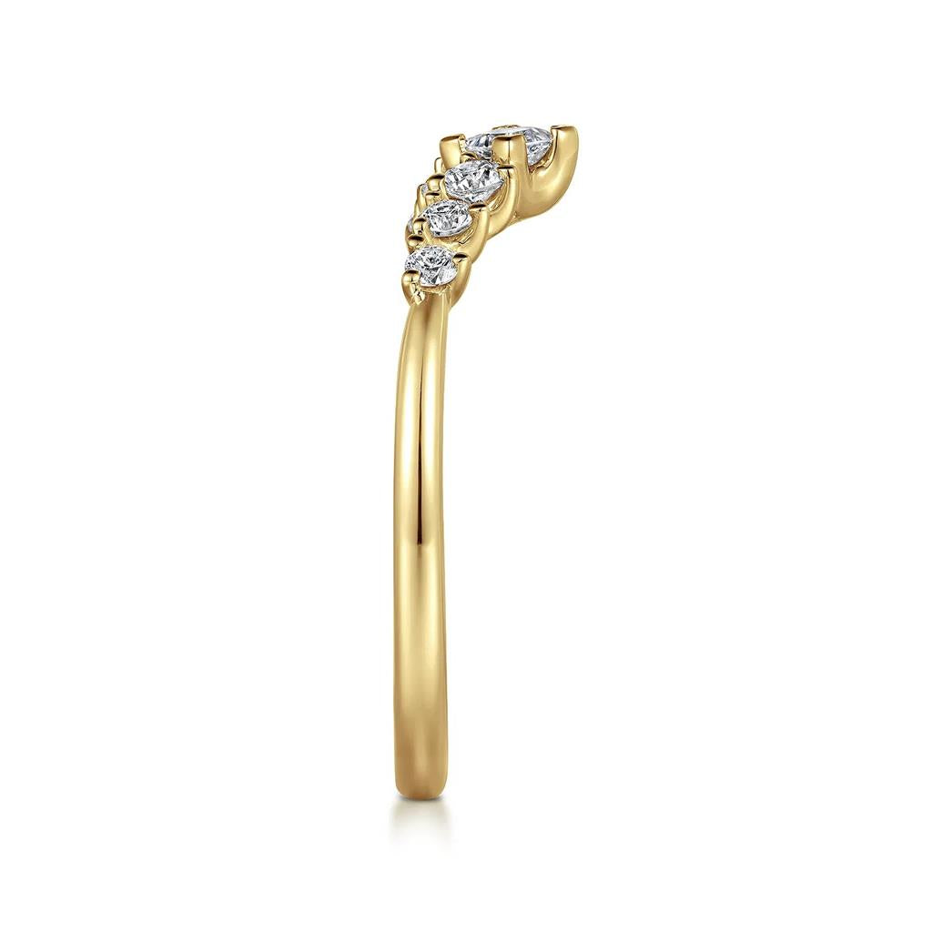 14K Yellow Gold Curved Diamond Anniversary Band