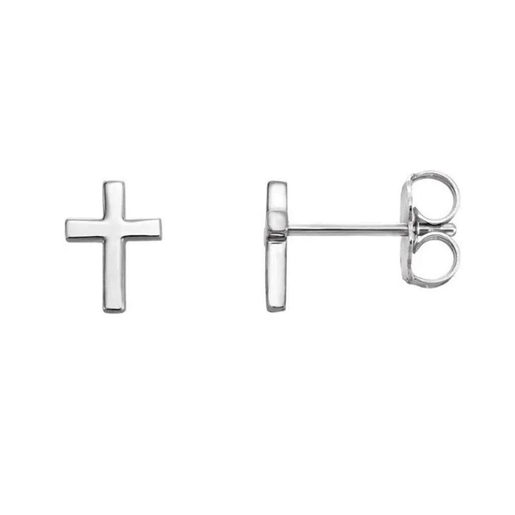 Sterling Silver 6x4mm Cross Stud Earrings