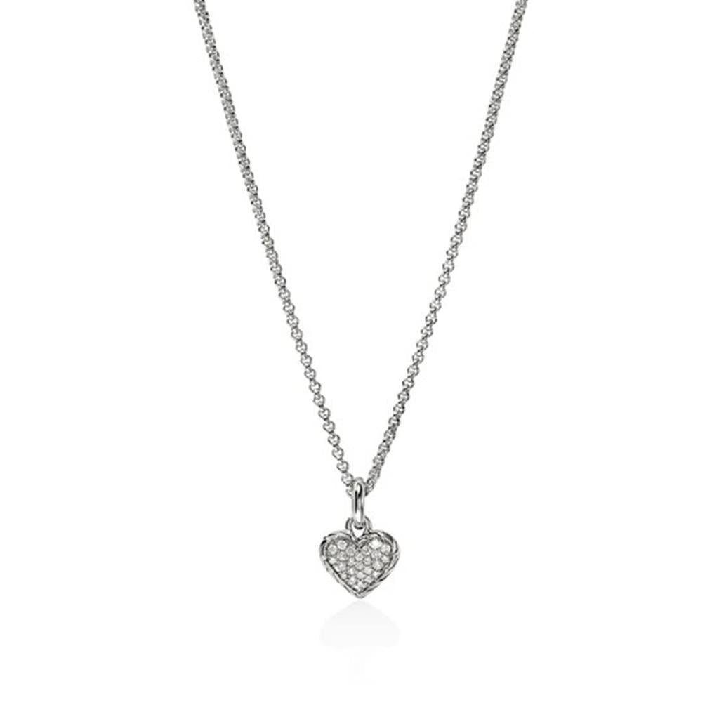 Sterling Silver 1.5mm Diamond Essential Heart Pendant Necklace