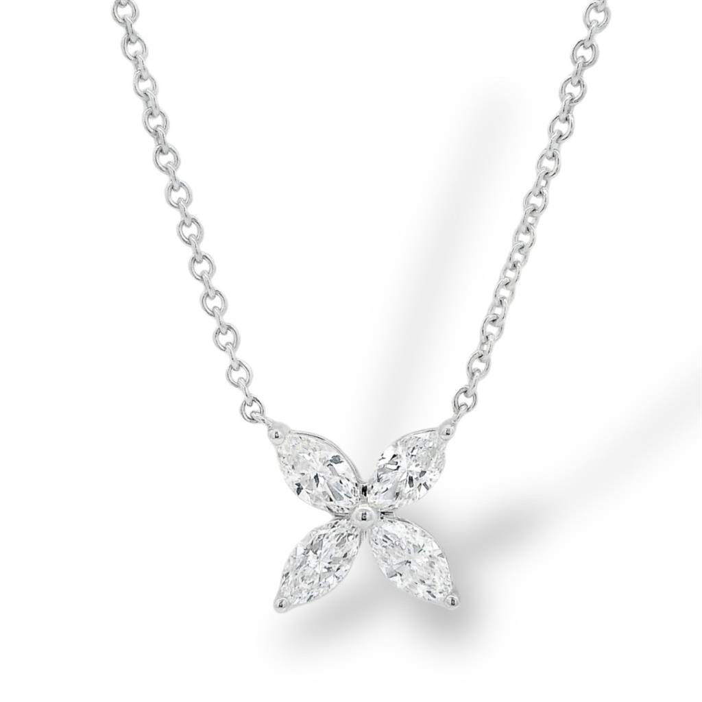 18Kt White Gold Floral Diamond Necklace