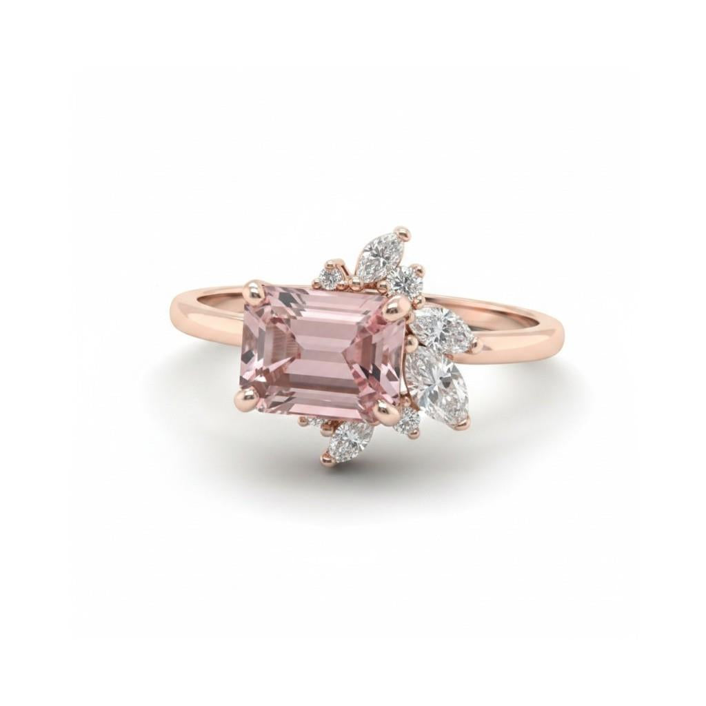 14K Rose Gold Morganite & Diamond Fashion Ring