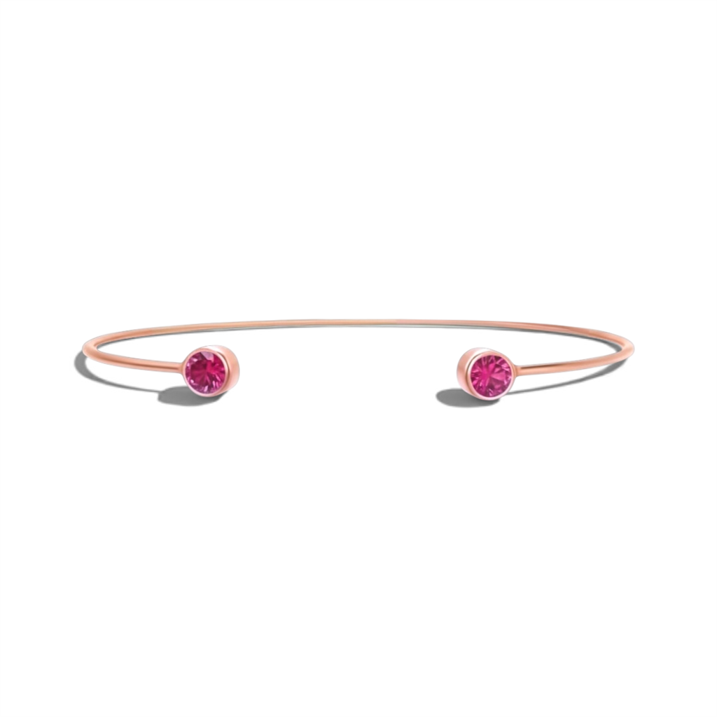 14KT Rose Gold Bezel-Set Pink Tourmaline Cuff Bracelet