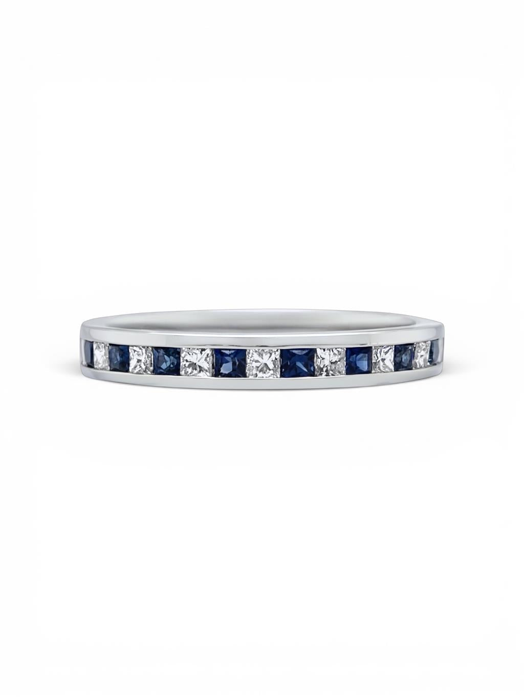 Platinum Diamond & Sapphire Alternating Band