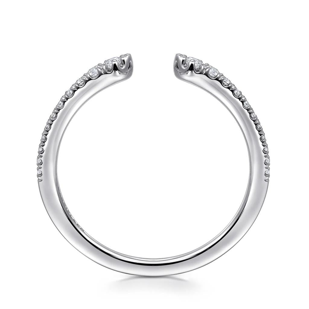 14K White Gold Diamond Open Cuff Ring