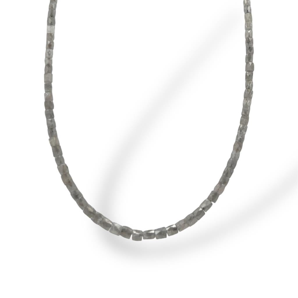 14kt White Gold 14.45ct Grey Diamond Briolette Strand Necklace – 16