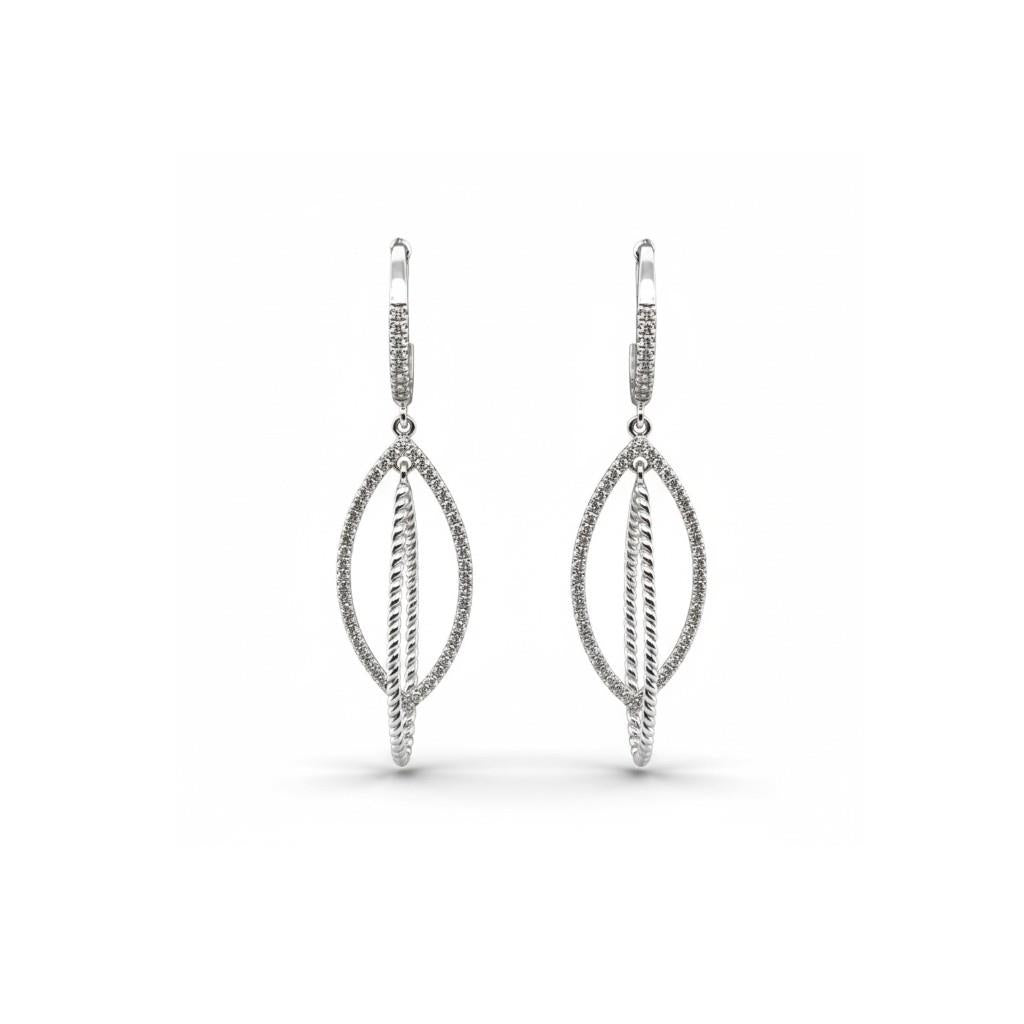 14kt White Gold Interlocking Diamond Dangle Earrings