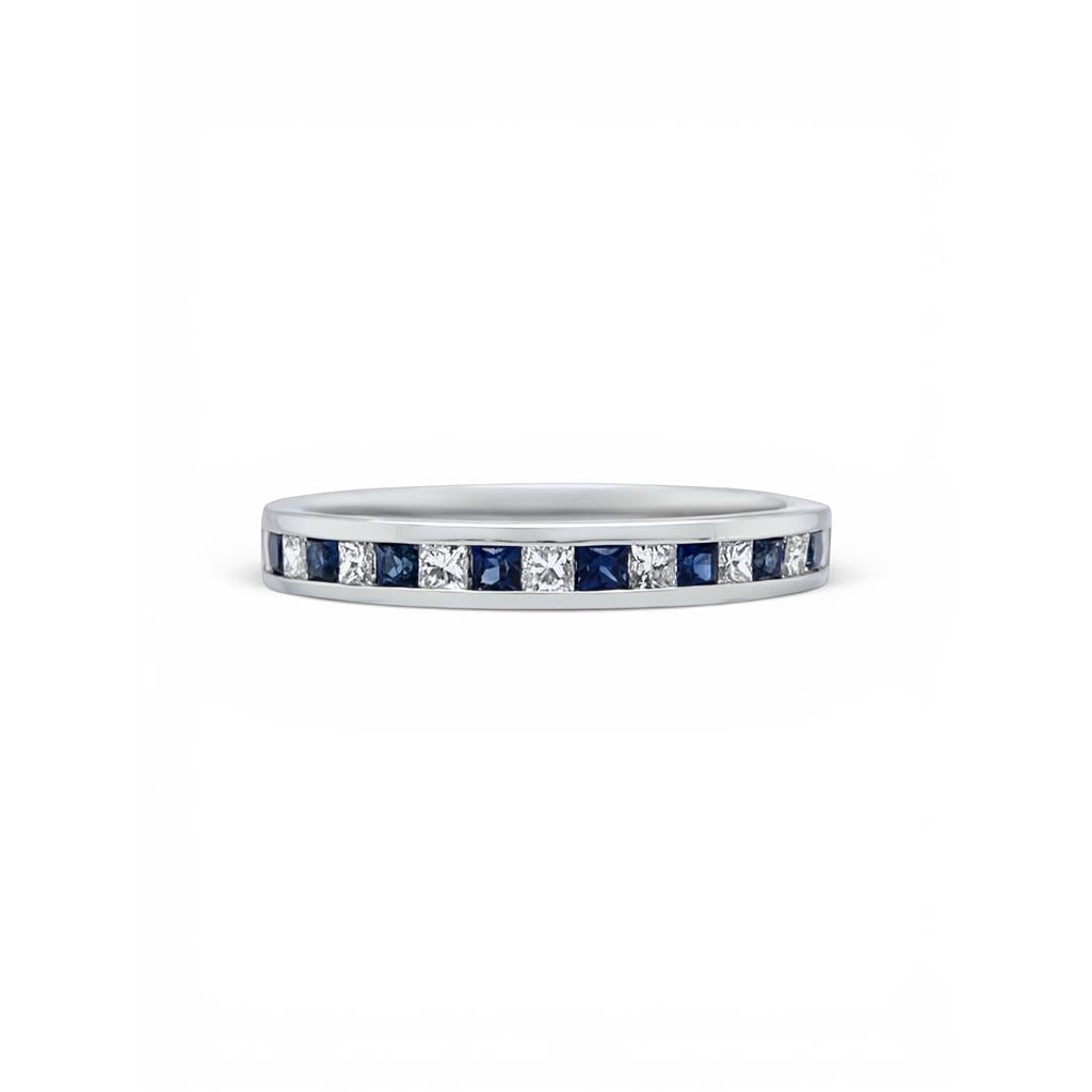 Platinum Diamond & Sapphire Alternating Band