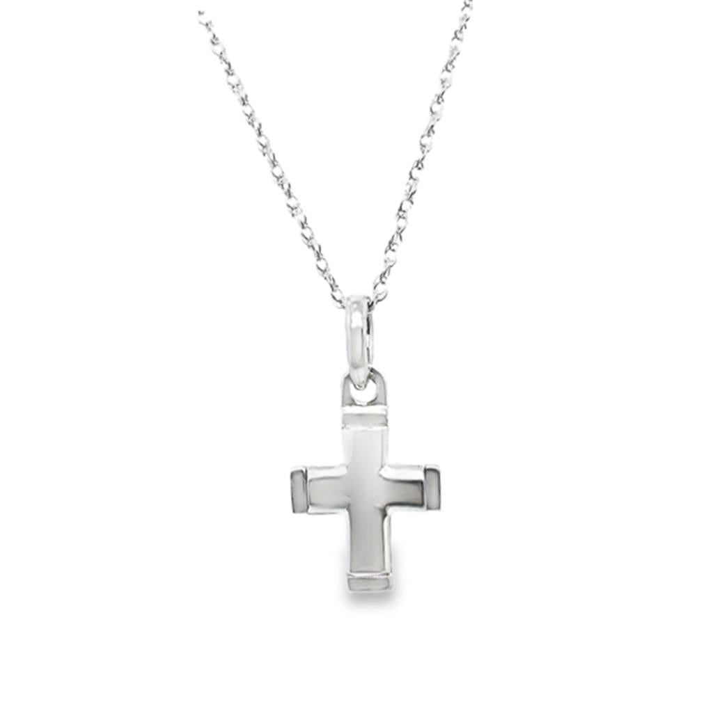 14kt White Gold Cross Pendant with 16" Chain