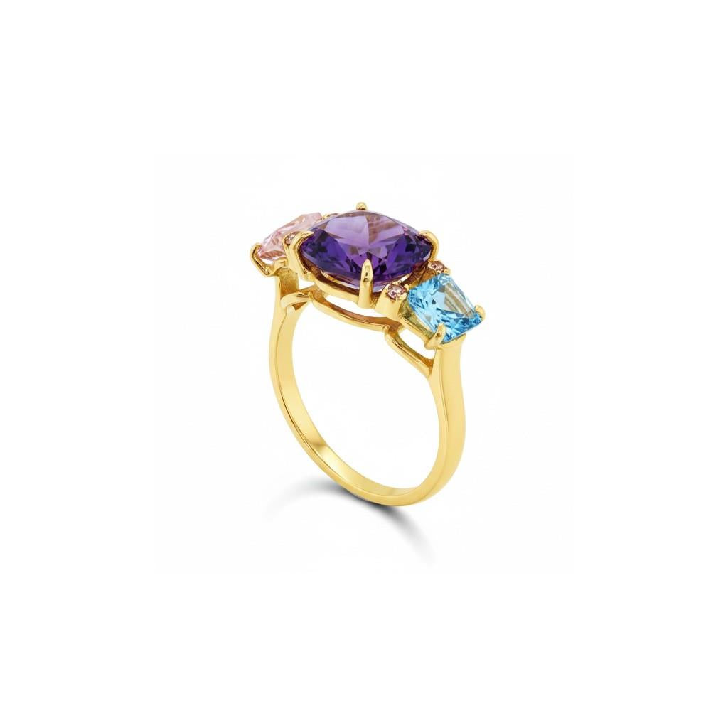 18K Yellow Gold Multi-Gemstone Fashion Ring