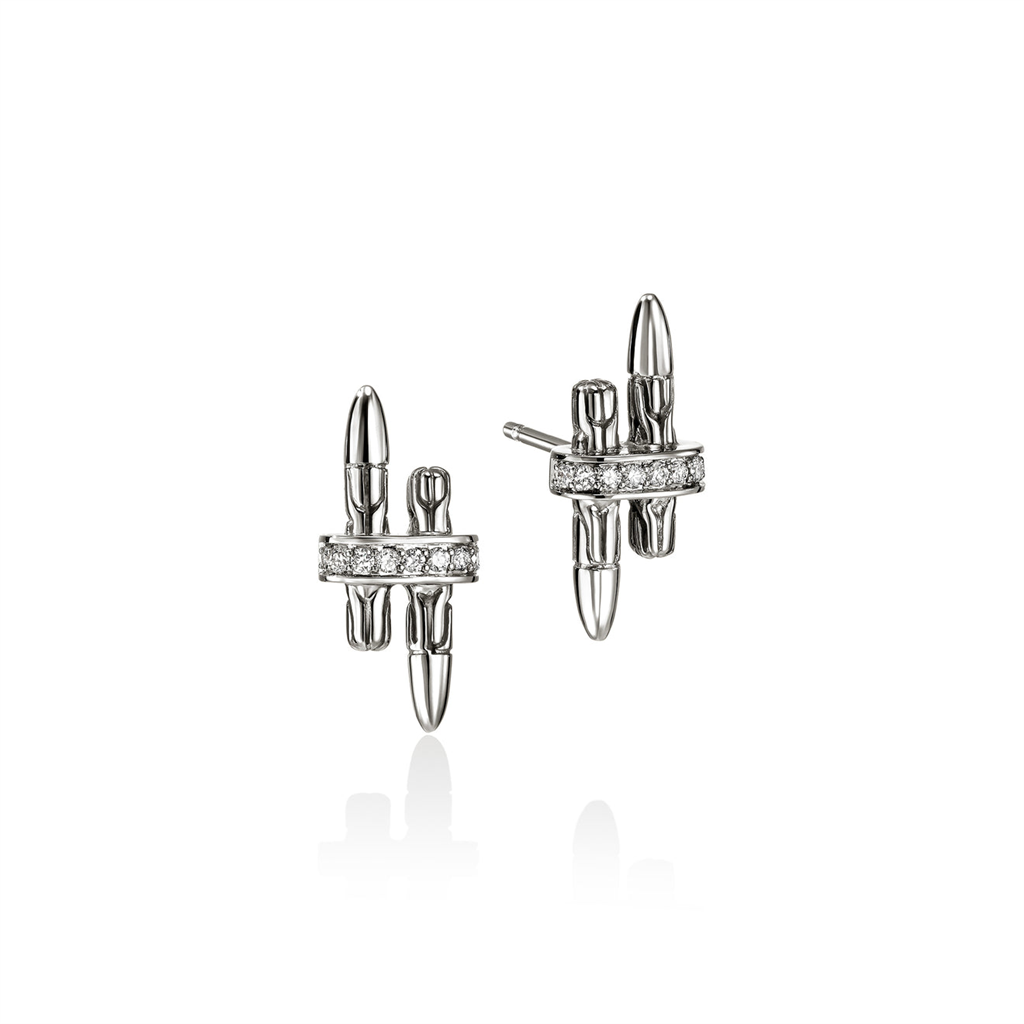 Sterling Silver Diamond Spear Stud Earrings 0.12ct EBP989562DI