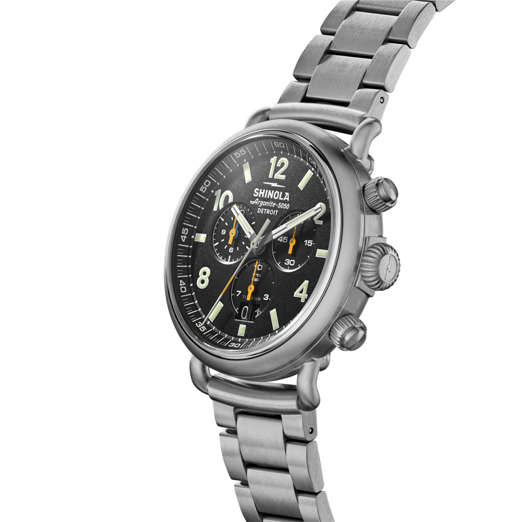 Shinola S0120307782 Runwell West Wind 42mm Titanium Black Dial Bracelet Watch