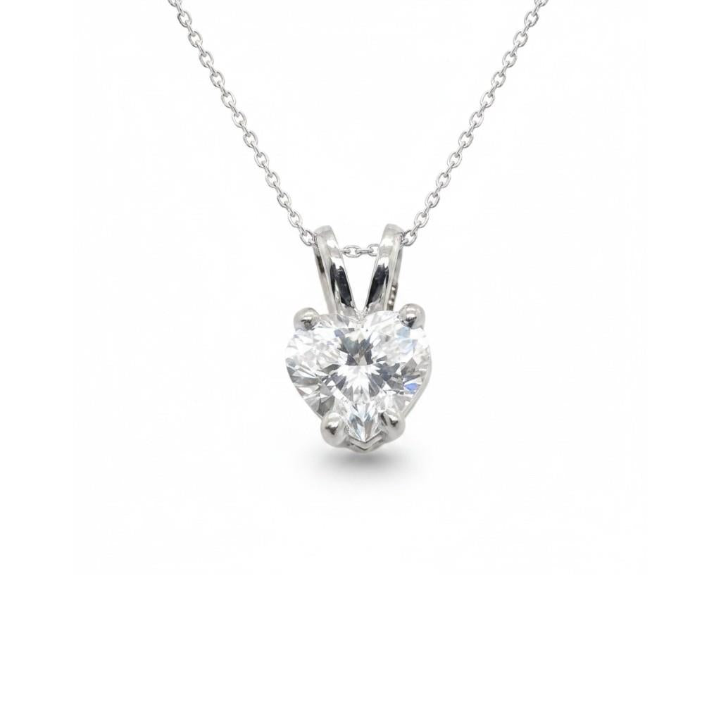 14K White Gold Heart Shaped Diamond Pendant | 0.46ct