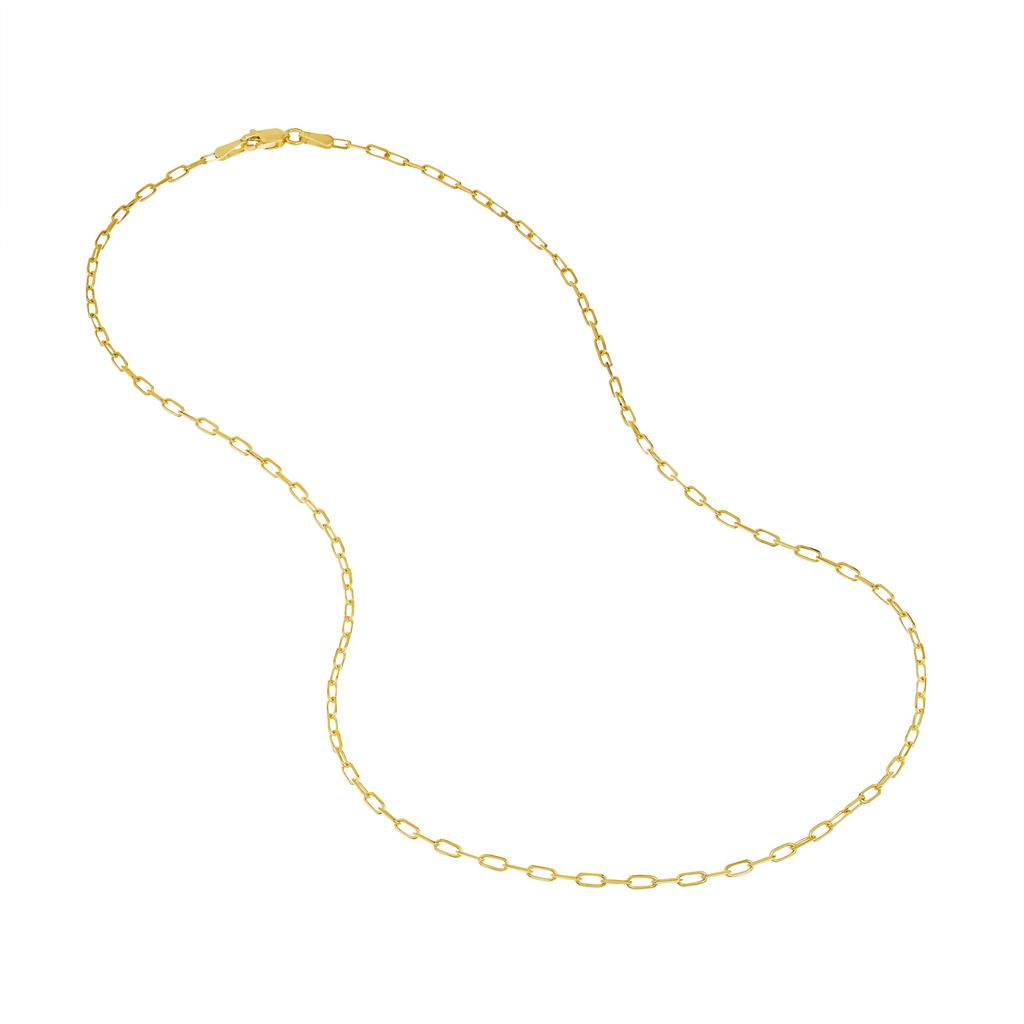 14K Yellow Gold 1.95mm Diamond-Cut Paperclip Chain Necklace | 16 Inch