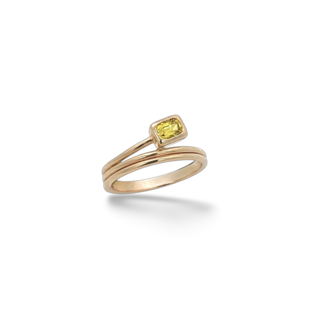14K Yellow Gold Bezel-Set Yellow Sapphire Wrap Style Ring