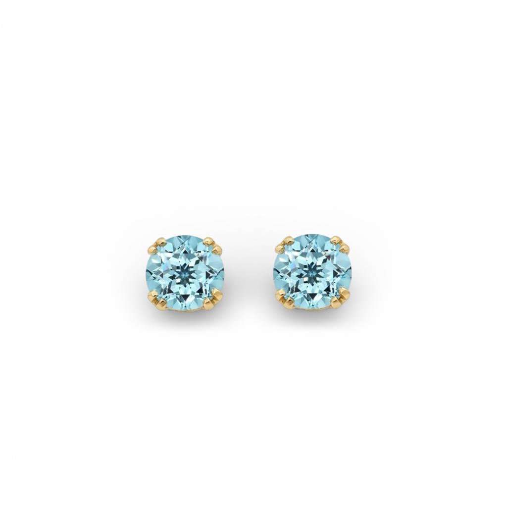 14KT Yellow Gold Aquamarine Stud Earrings
