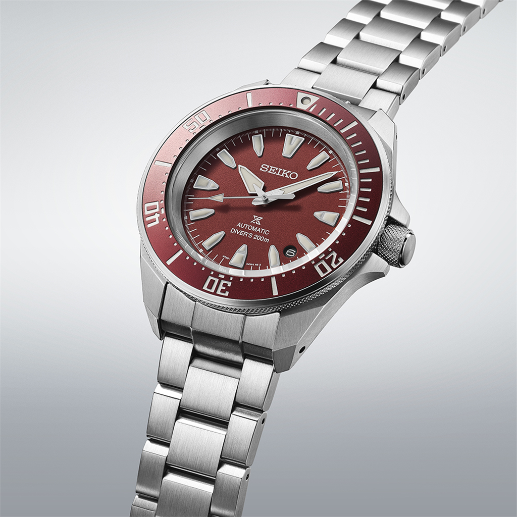 Seiko Prospex Diver Stainless Steel Red Dial Automatic Watch – Model SRPL11