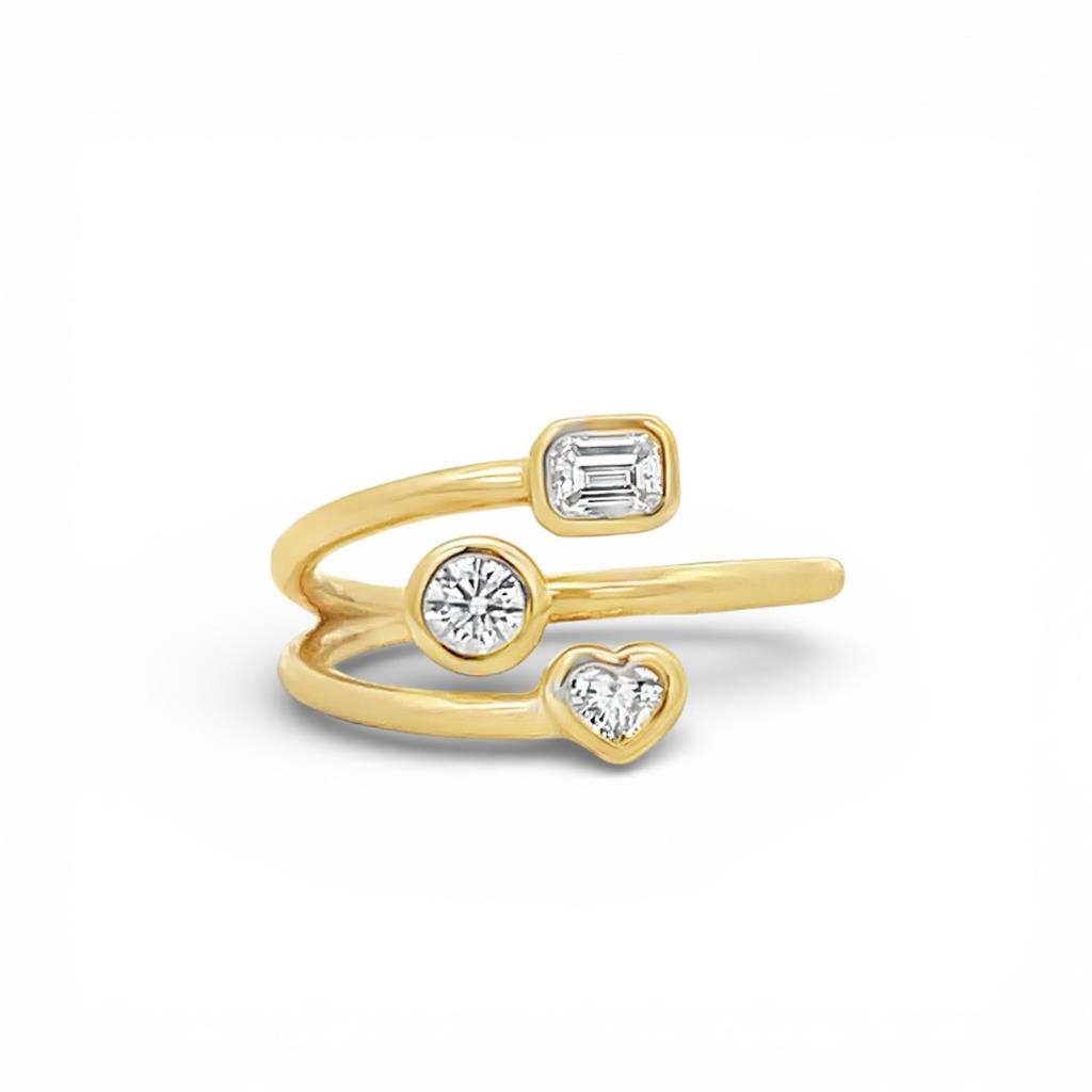 14 Kt Yellow Gold Three-Stone Bypass Diamond Fashion Ring.