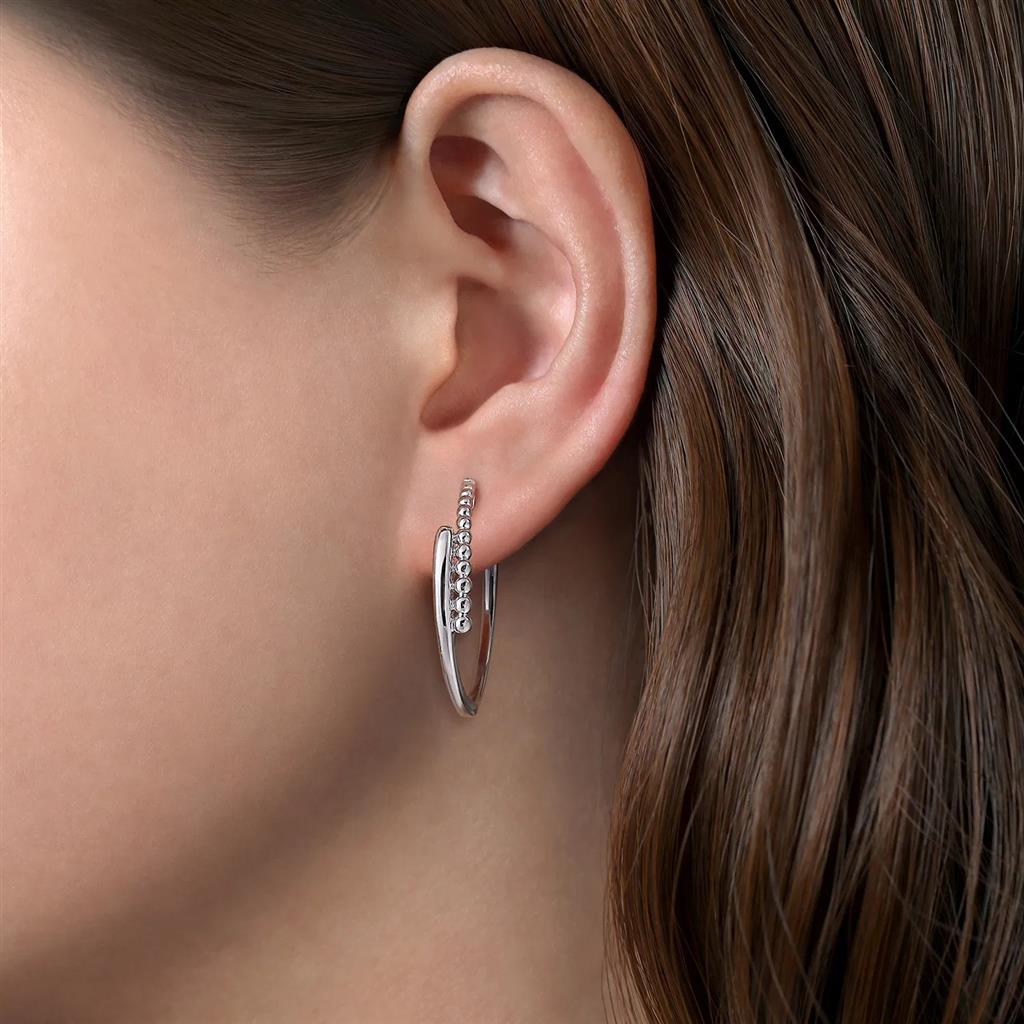 Sterling Silver Bujukan Bypass Hoop Earrings 30mm