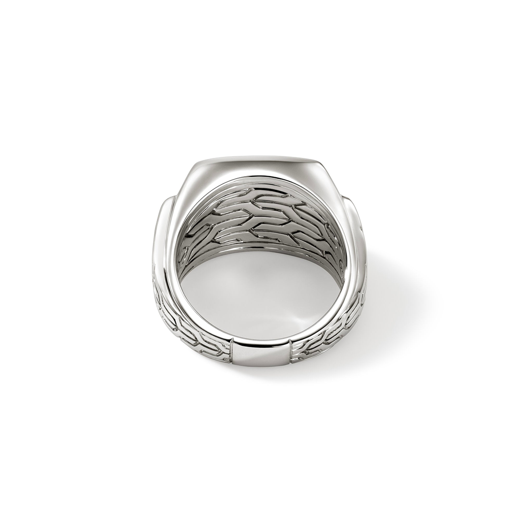 Sterling Silver Pavé Black Sapphire Signet Ring