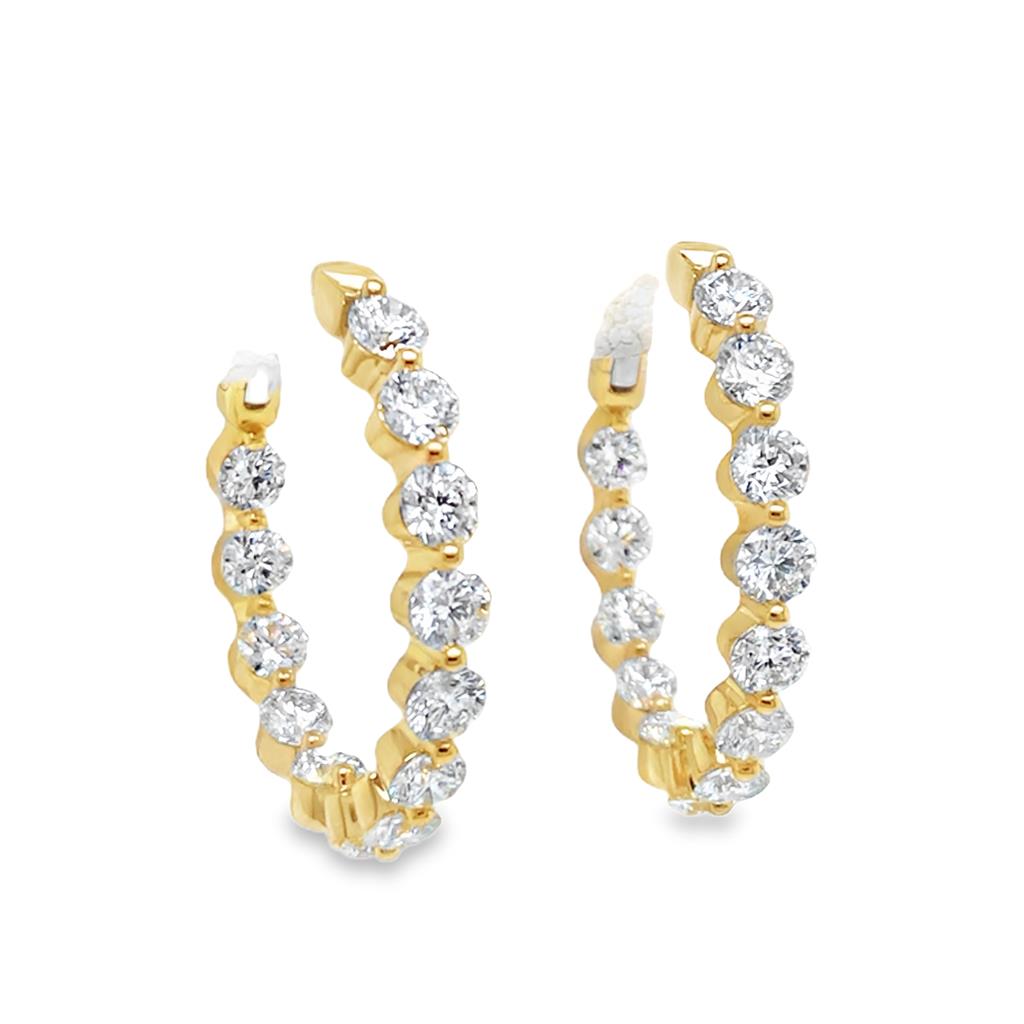 14kt Yellow Gold Round In/Out Diamond Hoop Earrings